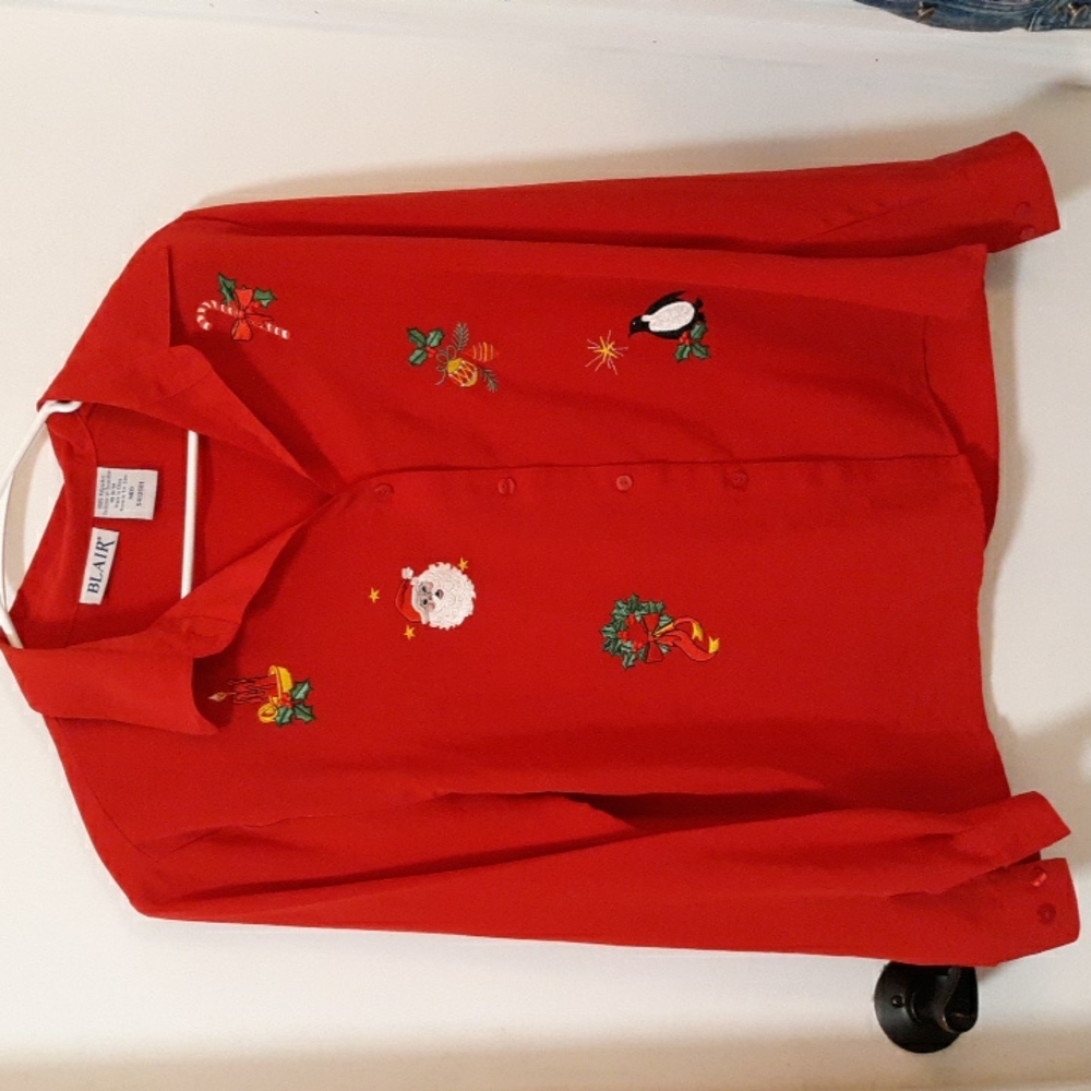 Vintage Christmas Blouse with embroidery